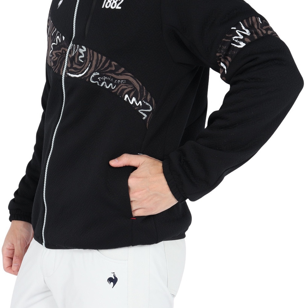 ルコックスポルティフ（lecoqsportif）（メンズ）ゴルフウェア ストレッチフォーサー キルトジャガード 長袖 ブルゾン LG4FSW51M BK00