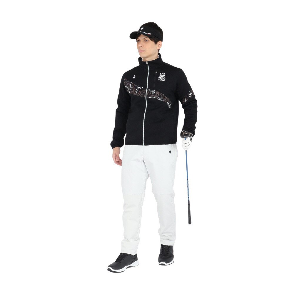 ルコックスポルティフ（lecoqsportif）（メンズ）ゴルフウェア ストレッチフォーサー キルトジャガード 長袖 ブルゾン LG4FSW51M BK00