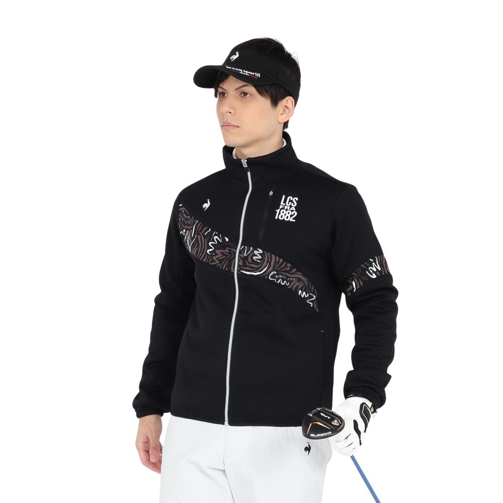 ルコックスポルティフ（lecoqsportif）（メンズ）ゴルフウェア ストレッチフォーサー キルトジャガード 長袖 ブルゾン LG4FSW51M BK00