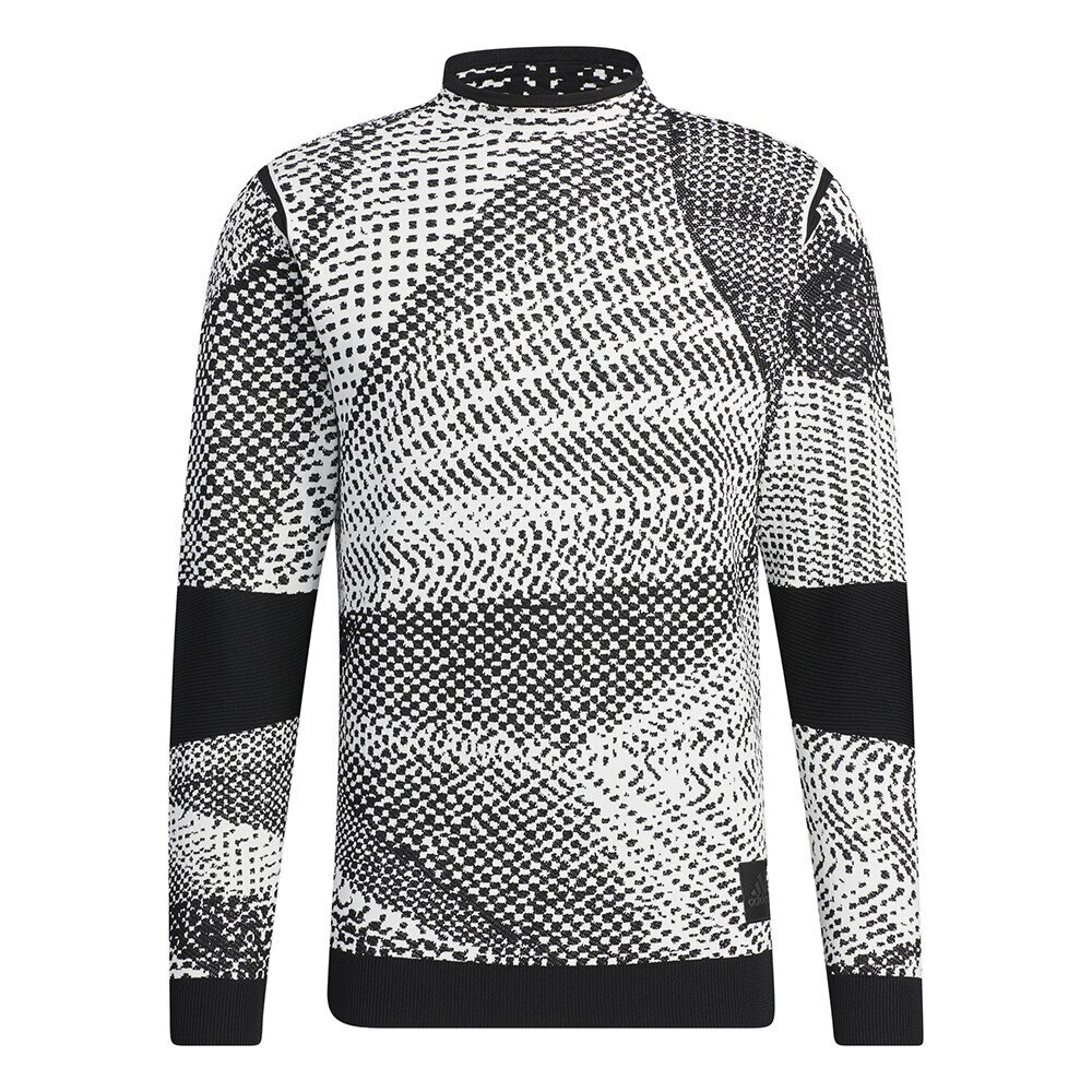 アディダス(adidas)(メンズ)ゴルフウェア 袖口リブ 裾リブ PRIMEKNIT ジャカード長袖クルーネックセーター CC001-HM7625WH/BK st