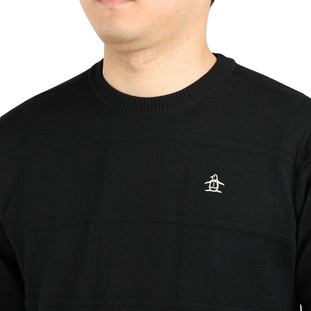 マンシングウエア｜ゴルフウェア 長袖 防風 ストレッチ 防風ジャカードセーター MGMUJL01CH BK00 - ゴルフ用品はヴィクトリアゴルフ