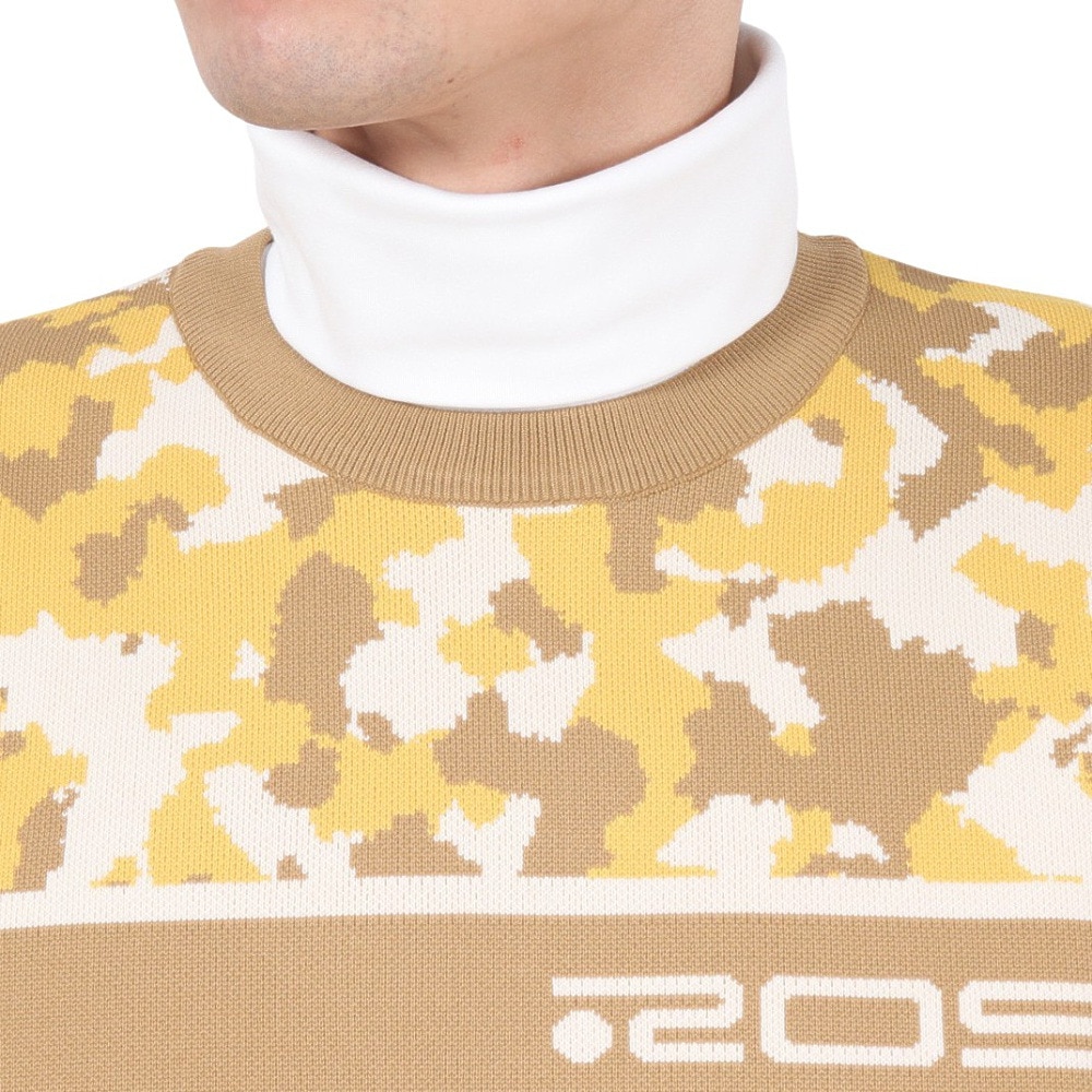 ROSASEN（メンズ）ゴルフウェア 長袖　スプラッシュ迷彩JQニットプルオーバー セーター 044-18211-052