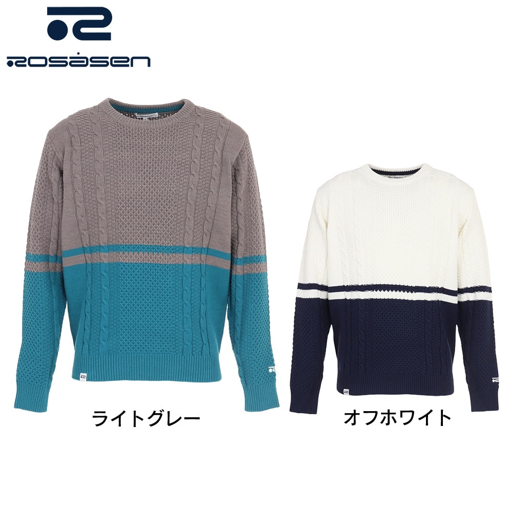 ROSASEN（メンズ）ゴルフウェア 長袖 コットンヤーンバイカラーニット 047-19912-012