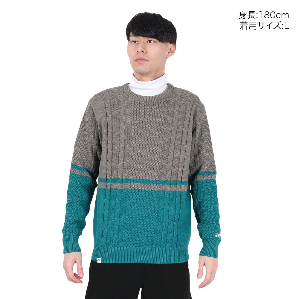 ROSASEN（メンズ）ゴルフウェア 長袖 コットンヤーンバイカラーニット 047-19912-012