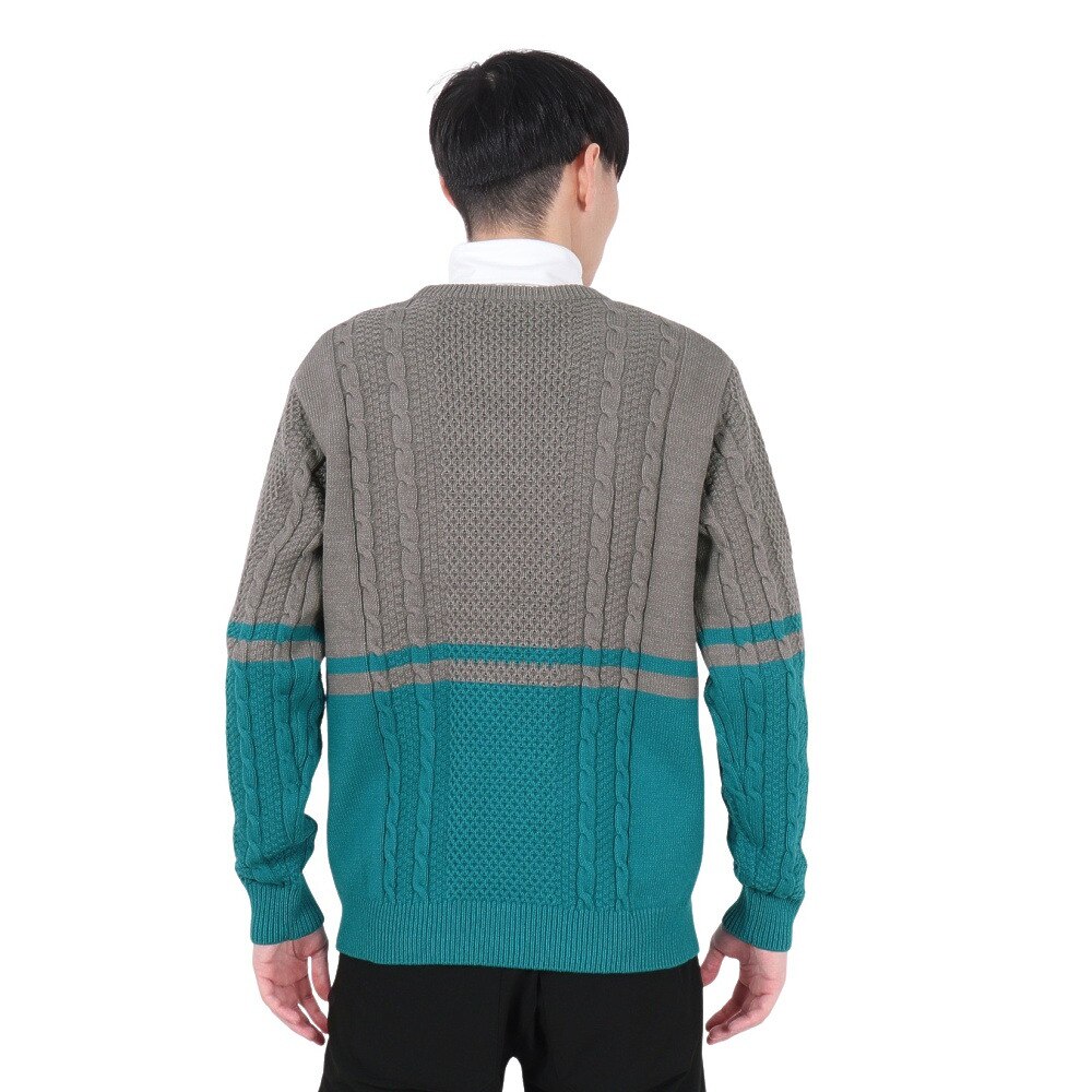 ROSASEN（メンズ）ゴルフウェア 長袖 コットンヤーンバイカラーニット 047-19912-012