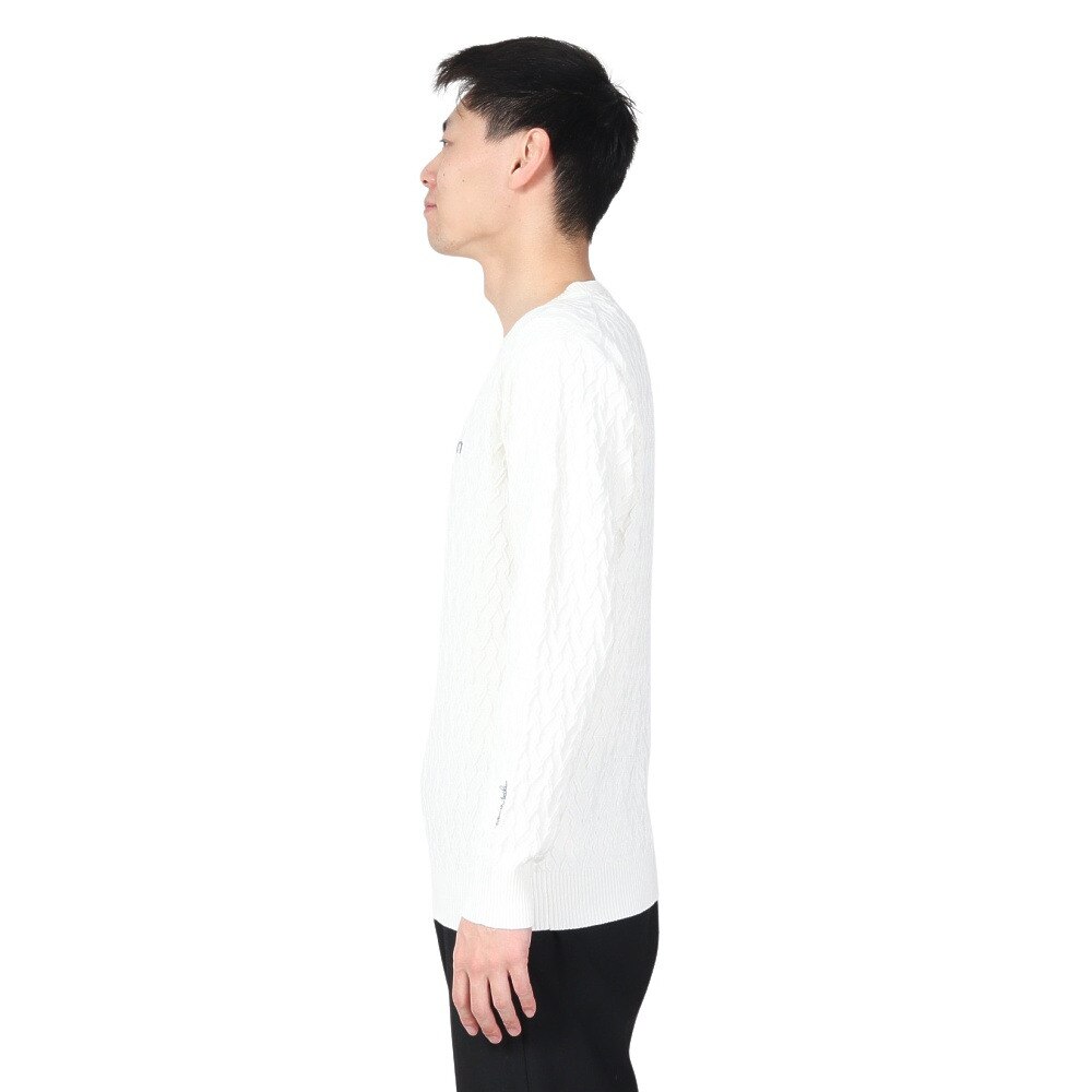 トラヴィスマシュー（Travis Mathew）（メンズ）ゴルフウェア 長袖 吸水速乾 クルーネック ケーブルセーター 7AJ005-1WHT