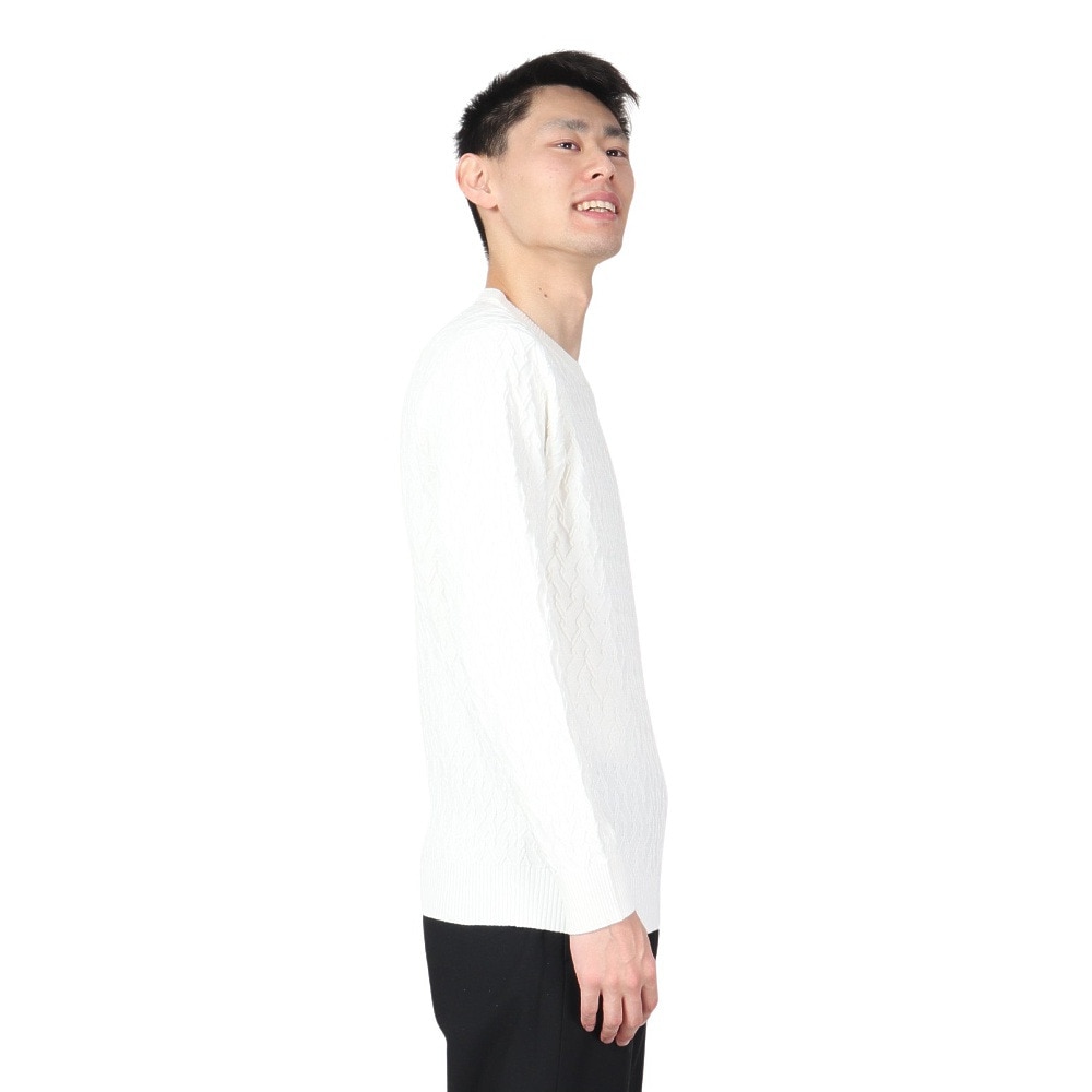 トラヴィスマシュー（Travis Mathew）（メンズ）ゴルフウェア 長袖 吸水速乾 クルーネック ケーブルセーター 7AJ005-1WHT