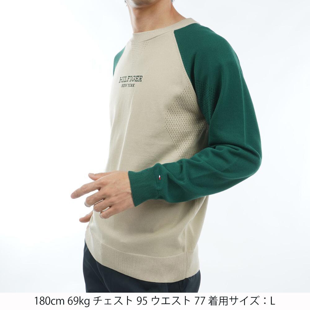トミー ヒルフィガー ゴルフ（TOMMY HILFIGER GOLF）（メンズ）ゴルフウェア 長袖 フロントロゴ クルーネックセーター THMA401-SND