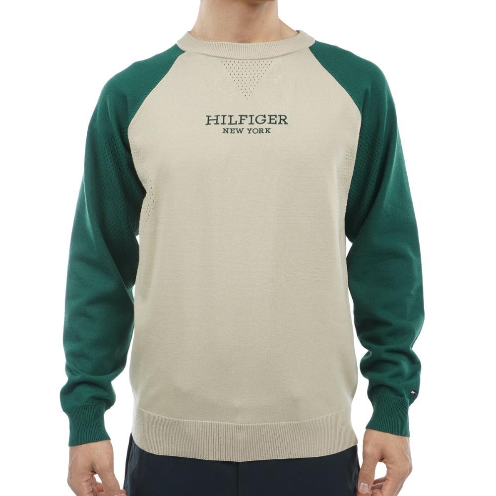 トミー ヒルフィガー ゴルフ（TOMMY HILFIGER GOLF）（メンズ）ゴルフウェア 長袖 フロントロゴ クルーネックセーター THMA401-SND