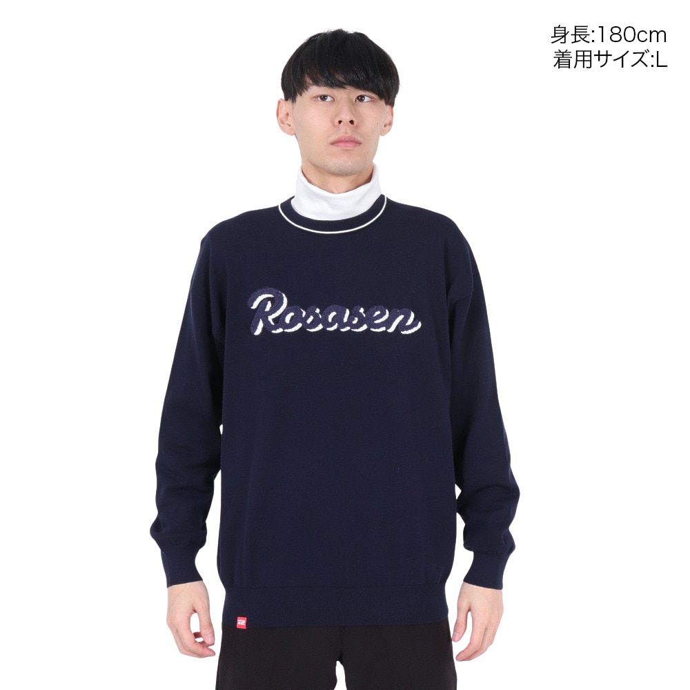 ROSASEN（メンズ）ゴルフウェア コットンハイゲージニット 長袖セーター 044-12912-098-24AW