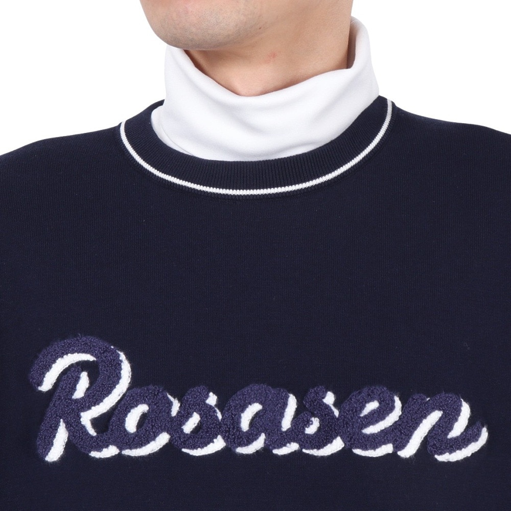ROSASEN（メンズ）ゴルフウェア コットンハイゲージニット 長袖セーター 044-12912-098-24AW