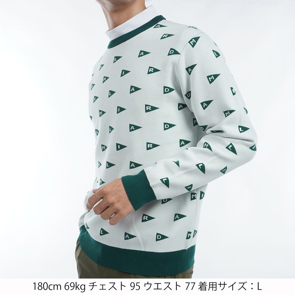 アドミラル ゴルフ（Admiral GOLF）（メンズ）ゴルフウェア フラッグジャカード クルーセーター ADMA453-WHT
