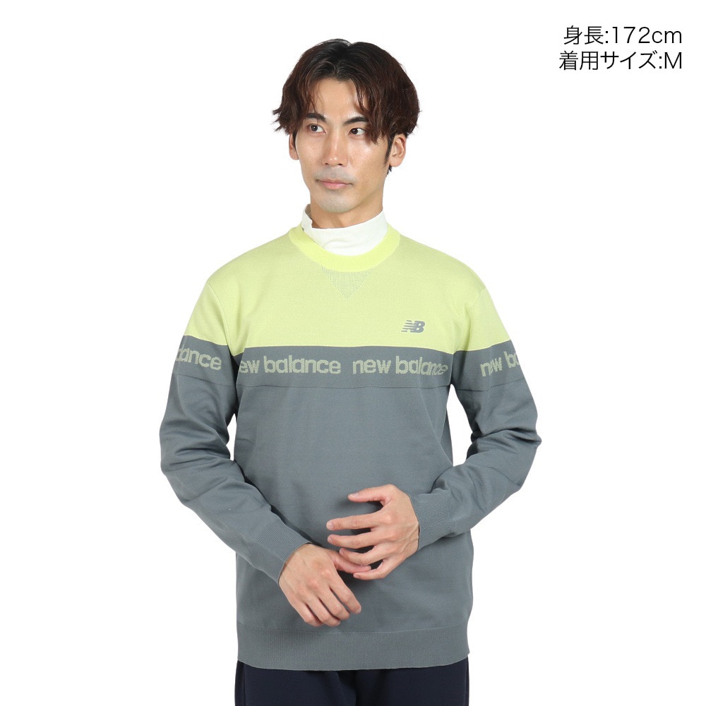 ニューバランス（new balance）（メンズ）ゴルフウェア 軽量 スウェット クルーネック 長袖ニット プルオーバー 012-4270001-023