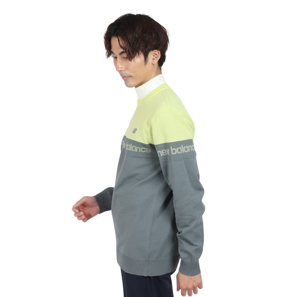 ニューバランス（new balance）（メンズ）ゴルフウェア 軽量 スウェット クルーネック 長袖ニット プルオーバー 012-4270001-023