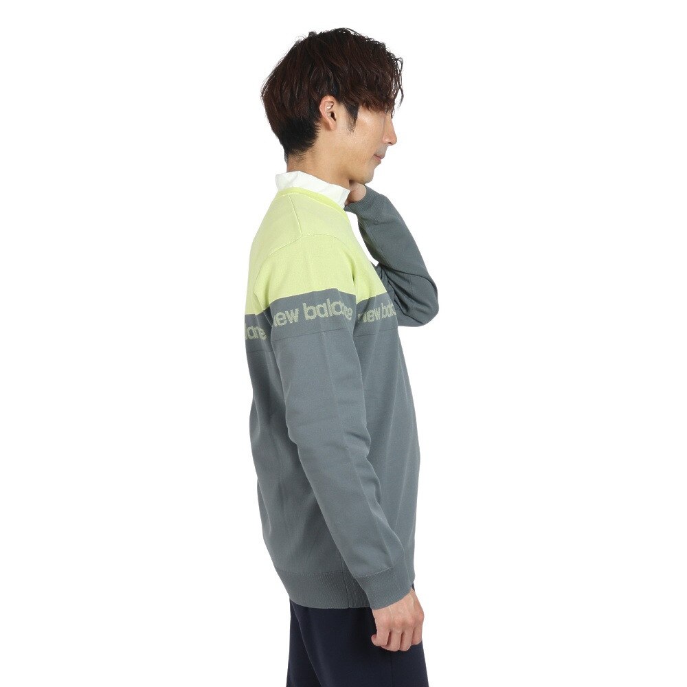ニューバランス（new balance）（メンズ）ゴルフウェア 軽量 スウェット クルーネック 長袖ニット プルオーバー 012-4270001-023
