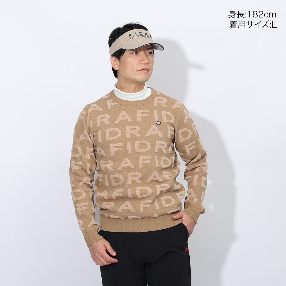 フィドラ（FIDRA）（メンズ）ゴルフウェア 保温 長袖 ジャカードロゴニット FD5STJ08 BEG