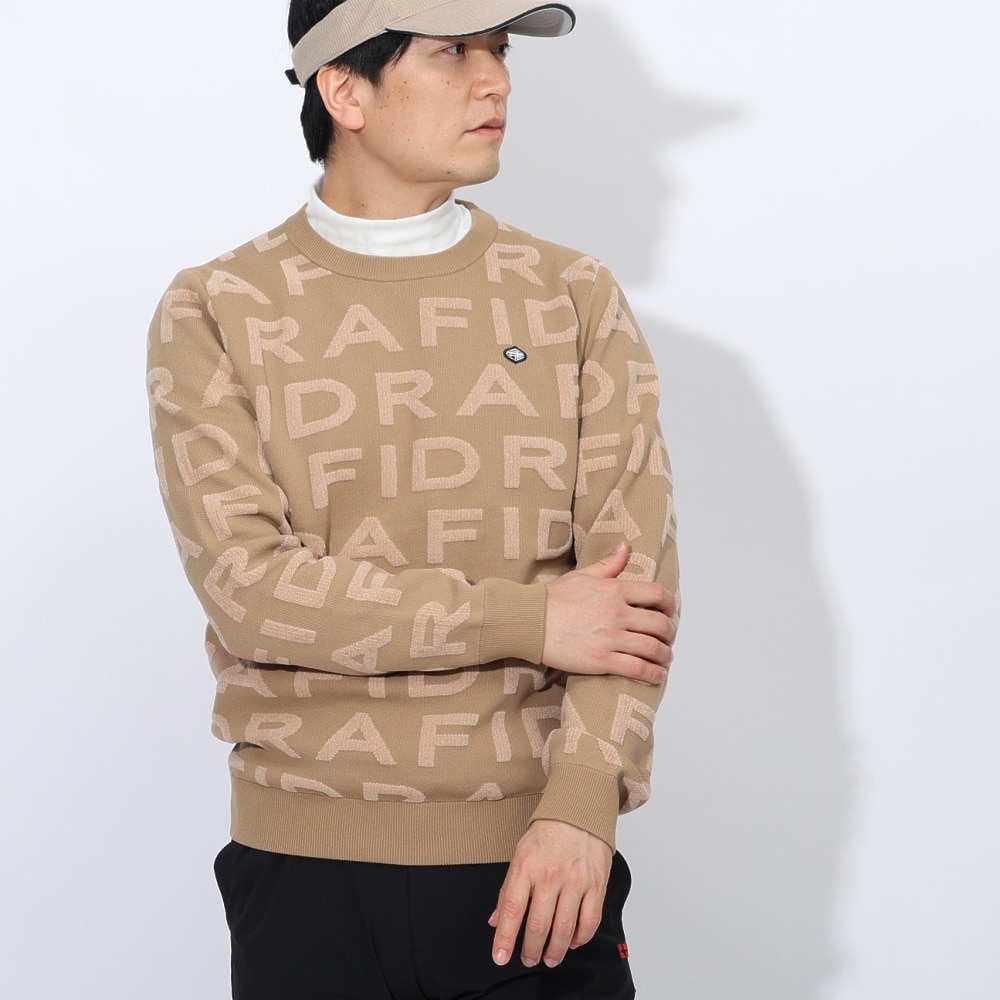 フィドラ（FIDRA）（メンズ）ゴルフウェア 保温 長袖 ジャカードロゴニット FD5STJ08 BEG