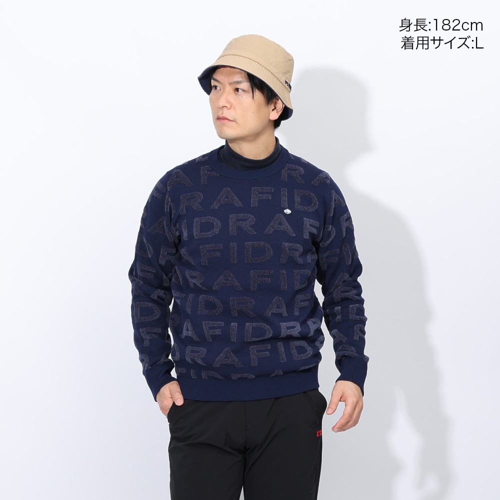 フィドラ（FIDRA）（メンズ）ゴルフウェア 保温 長袖 ジャカードロゴニット FD5STJ08 NVY