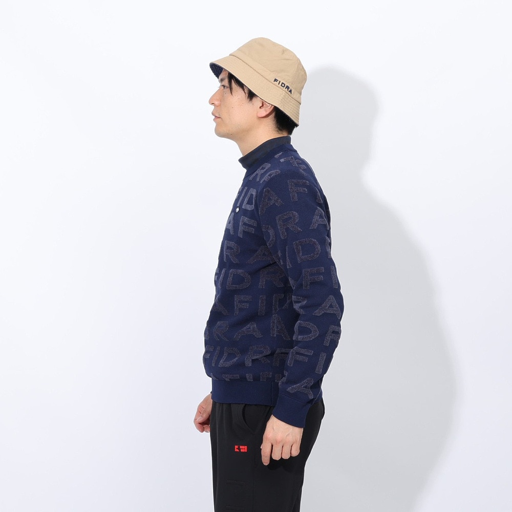 フィドラ（FIDRA）（メンズ）ゴルフウェア 保温 長袖 ジャカードロゴニット FD5STJ08 NVY