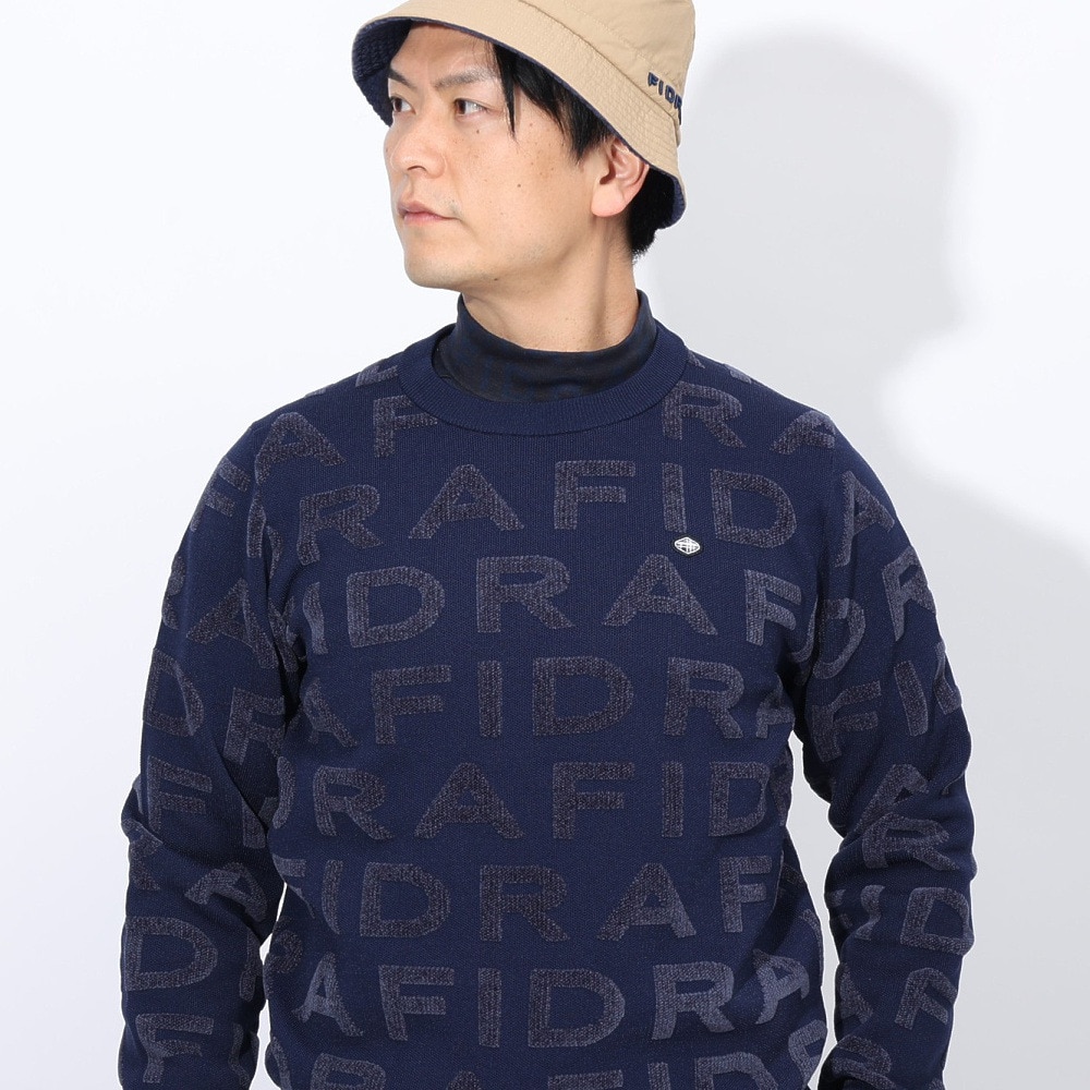 フィドラ（FIDRA）（メンズ）ゴルフウェア 保温 長袖 ジャカードロゴニット FD5STJ08 NVY