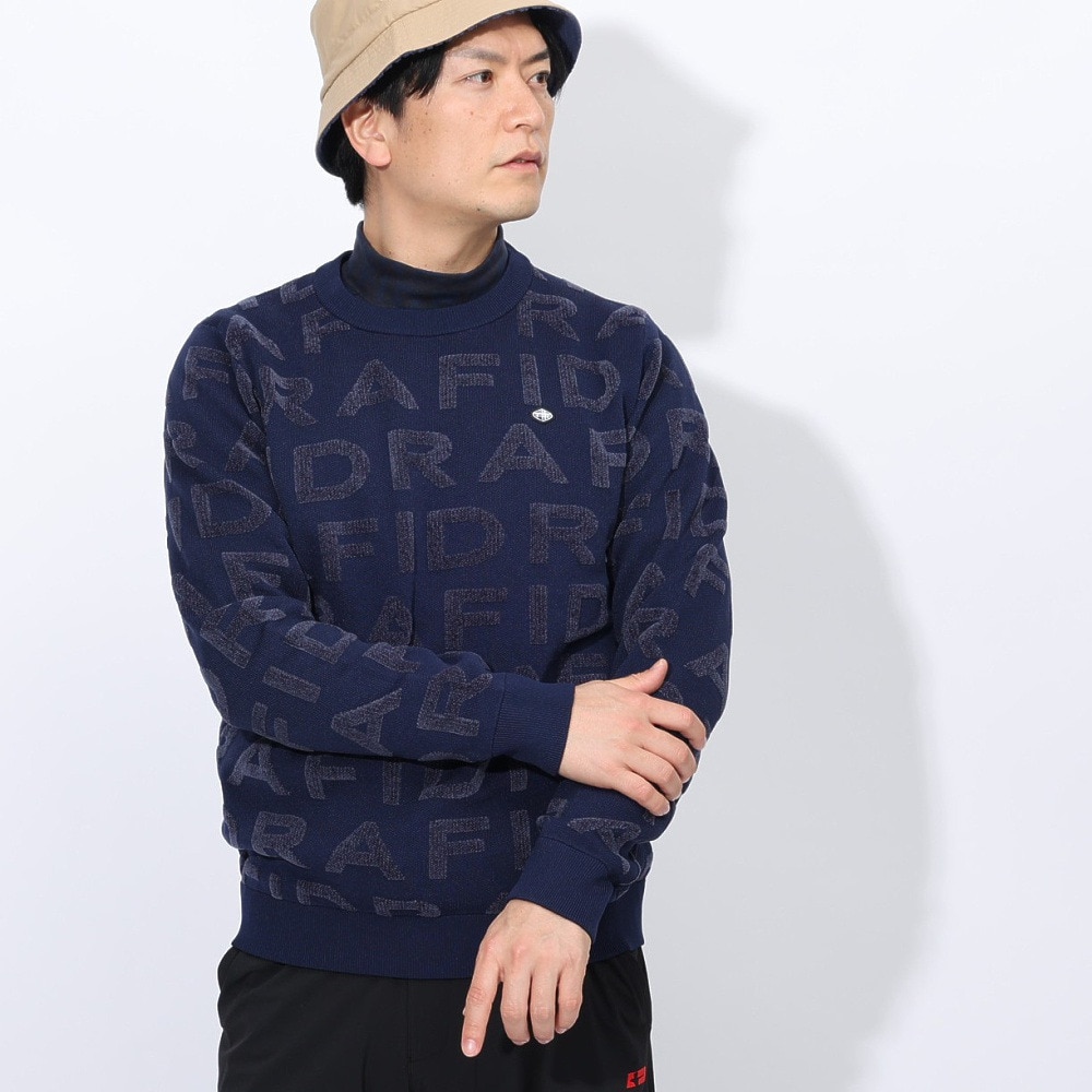 フィドラ（FIDRA）（メンズ）ゴルフウェア 保温 長袖 ジャカードロゴニット FD5STJ08 NVY