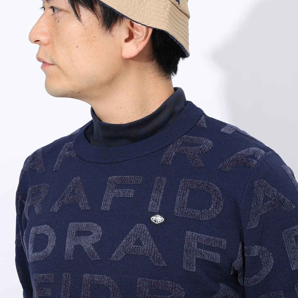 フィドラ（FIDRA）（メンズ）ゴルフウェア 保温 長袖 ジャカードロゴニット FD5STJ08 NVY