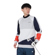 (メンズ)ゴルフウェア ストレッチ 配色クルーネックニット 長袖セーター CL5QTJ53