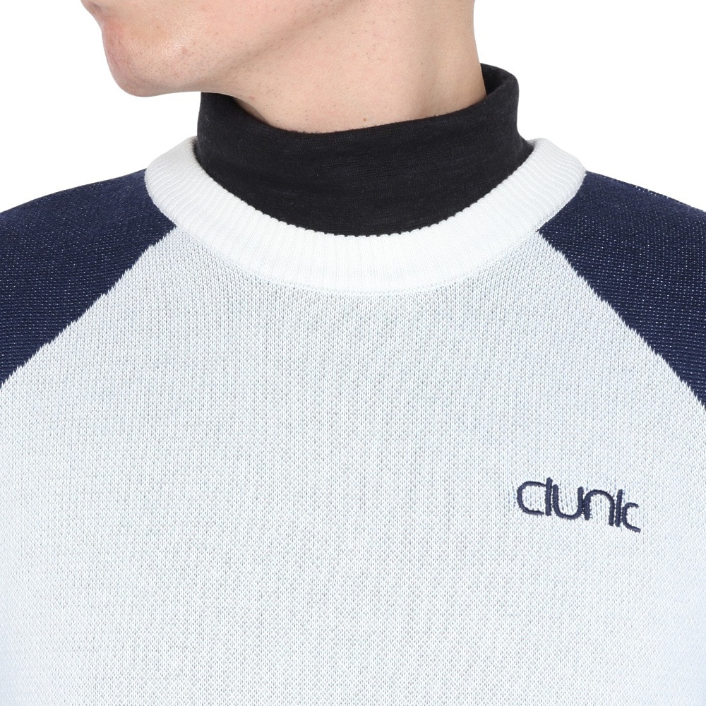 クランク（CLUNK）（メンズ）ゴルフウェア 配色クルーネックニット 長袖セーター CL5QTJ53 WHT