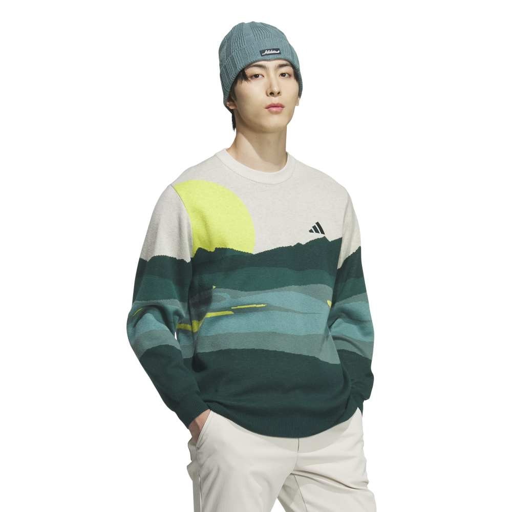 アディダス（adidas）（メンズ）ゴルフウェア グラフィック クルーネックセーター 長袖 JVU98-JL7951 DGRN