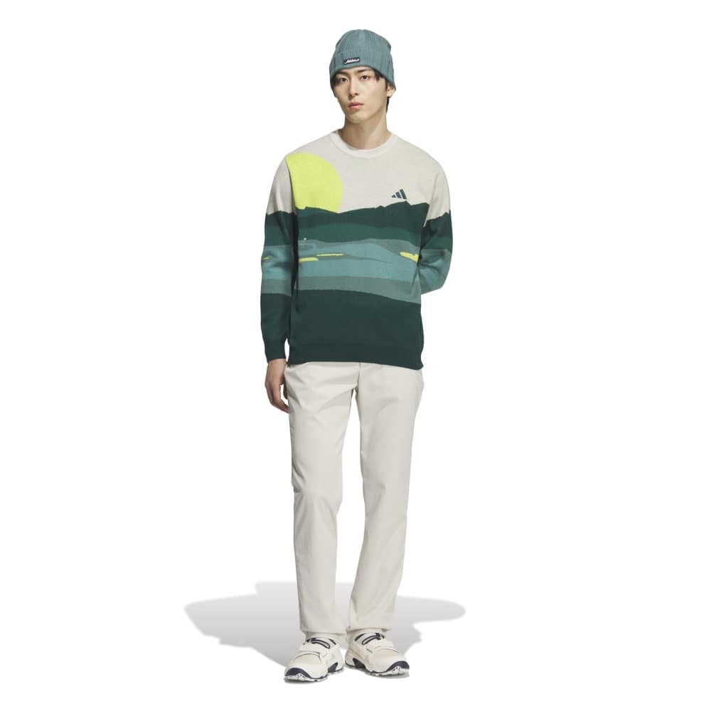 アディダス（adidas）（メンズ）ゴルフウェア グラフィック クルーネックセーター 長袖 JVU98-JL7951 DGRN