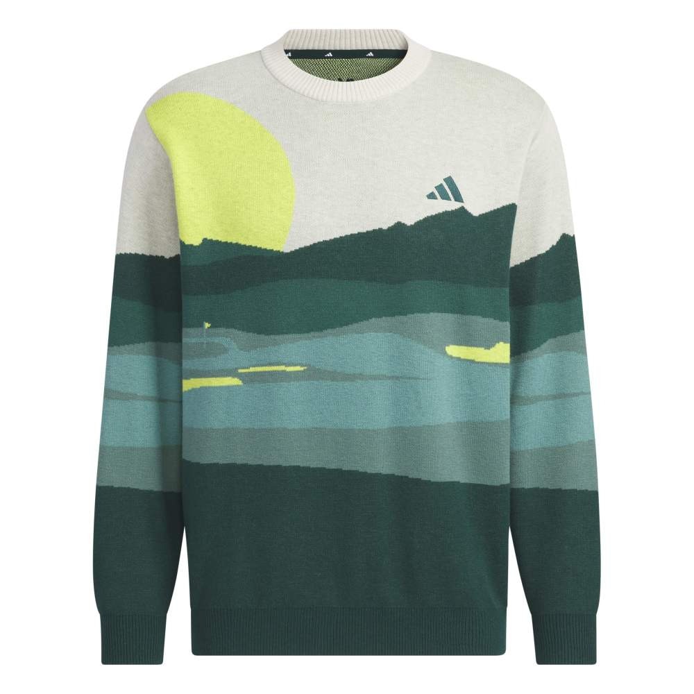アディダス（adidas）（メンズ）ゴルフウェア グラフィック クルーネックセーター 長袖 JVU98-JL7951 DGRN