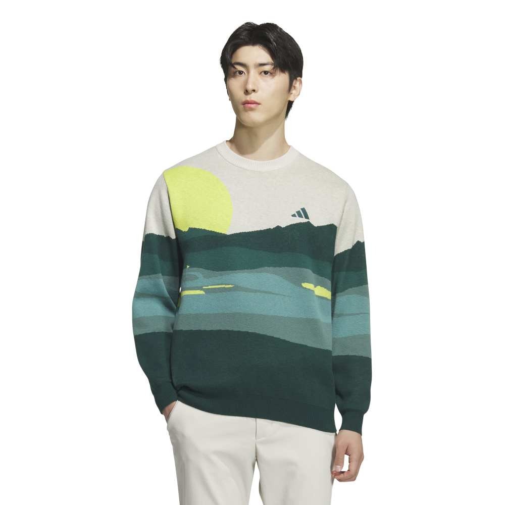 アディダス（adidas）（メンズ）ゴルフウェア グラフィック クルーネックセーター 長袖 JVU98-JL7951 DGRN