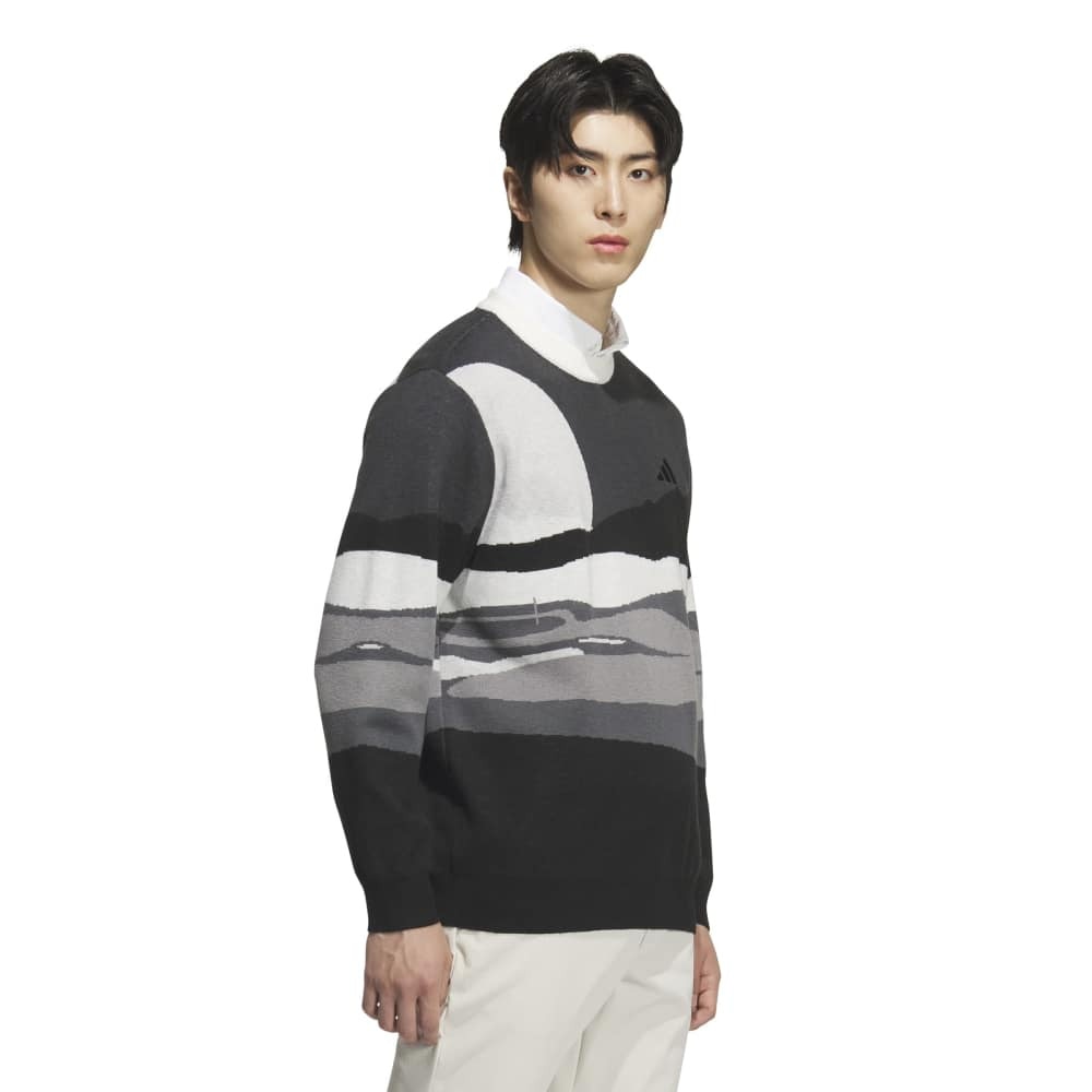 アディダス（adidas）（メンズ）ゴルフウェア グラフィック クルーネックセーター 長袖 JVU98-JM2933 BLK