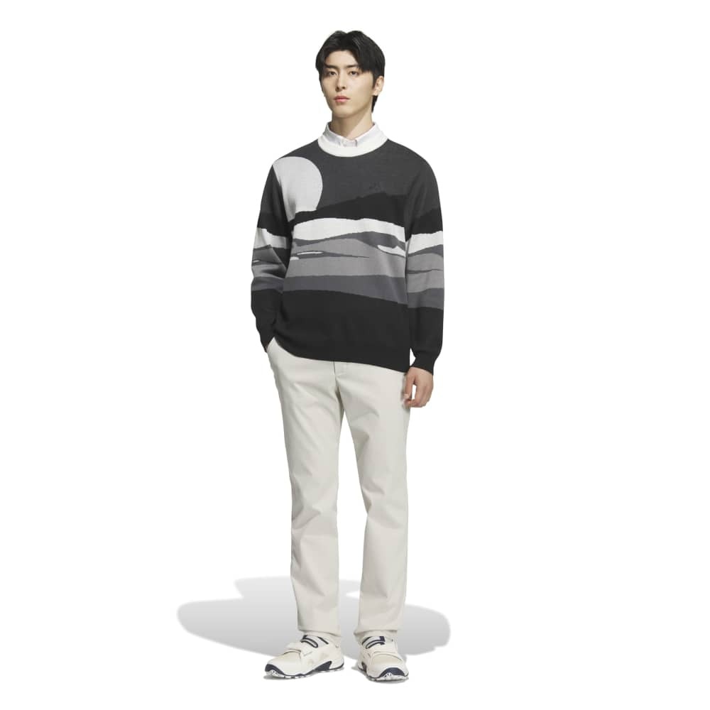 アディダス（adidas）（メンズ）ゴルフウェア グラフィック クルーネックセーター 長袖 JVU98-JM2933 BLK