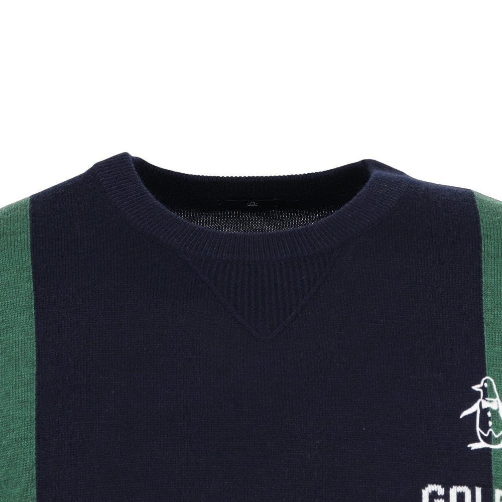 マンシング（MUNSING）（メンズ）ゴルフウェア ロゴインターシャクルーネックセーター 長袖 MG5FST80M NV00