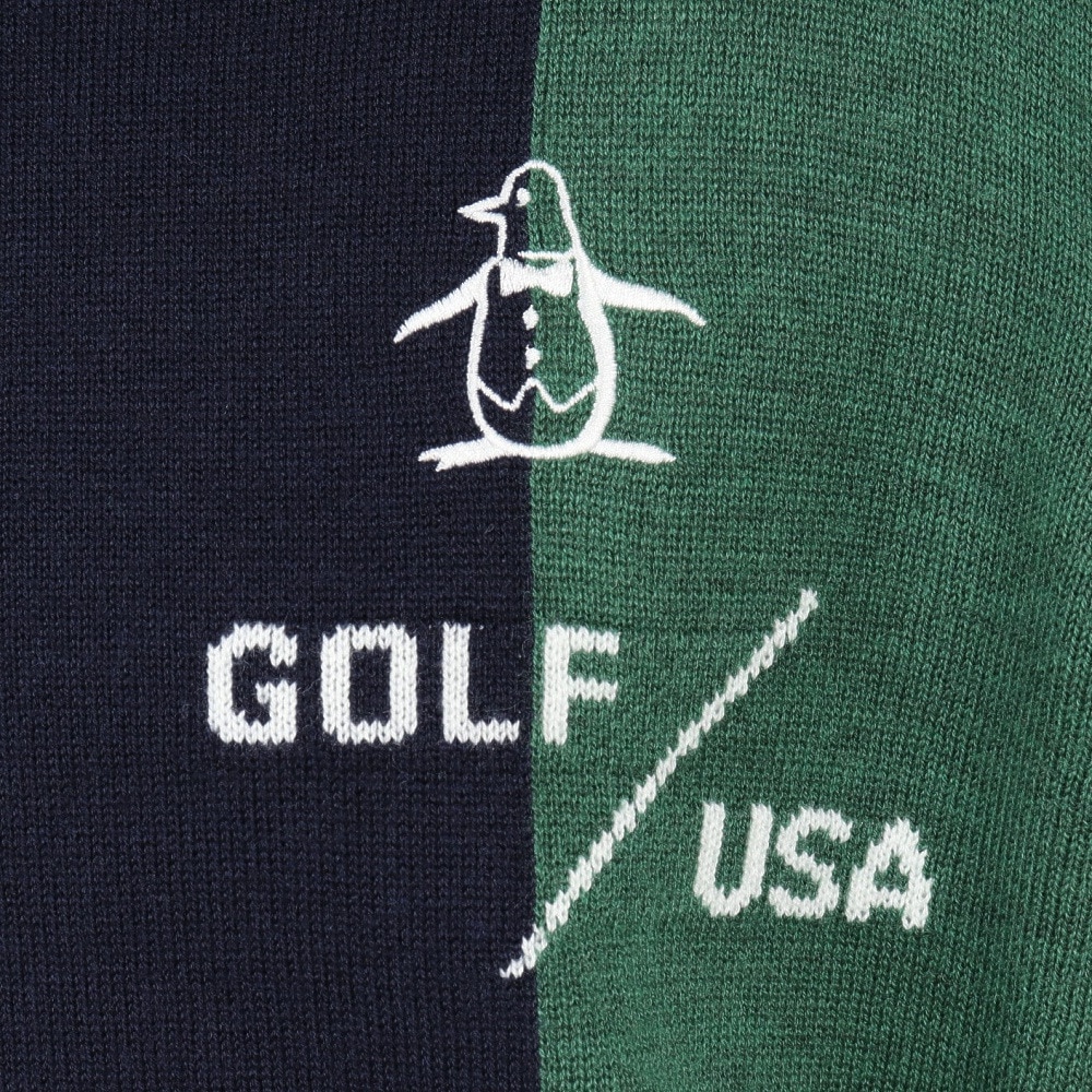 マンシング（MUNSING）（メンズ）ゴルフウェア ロゴインターシャクルーネックセーター 長袖 MG5FST80M NV00