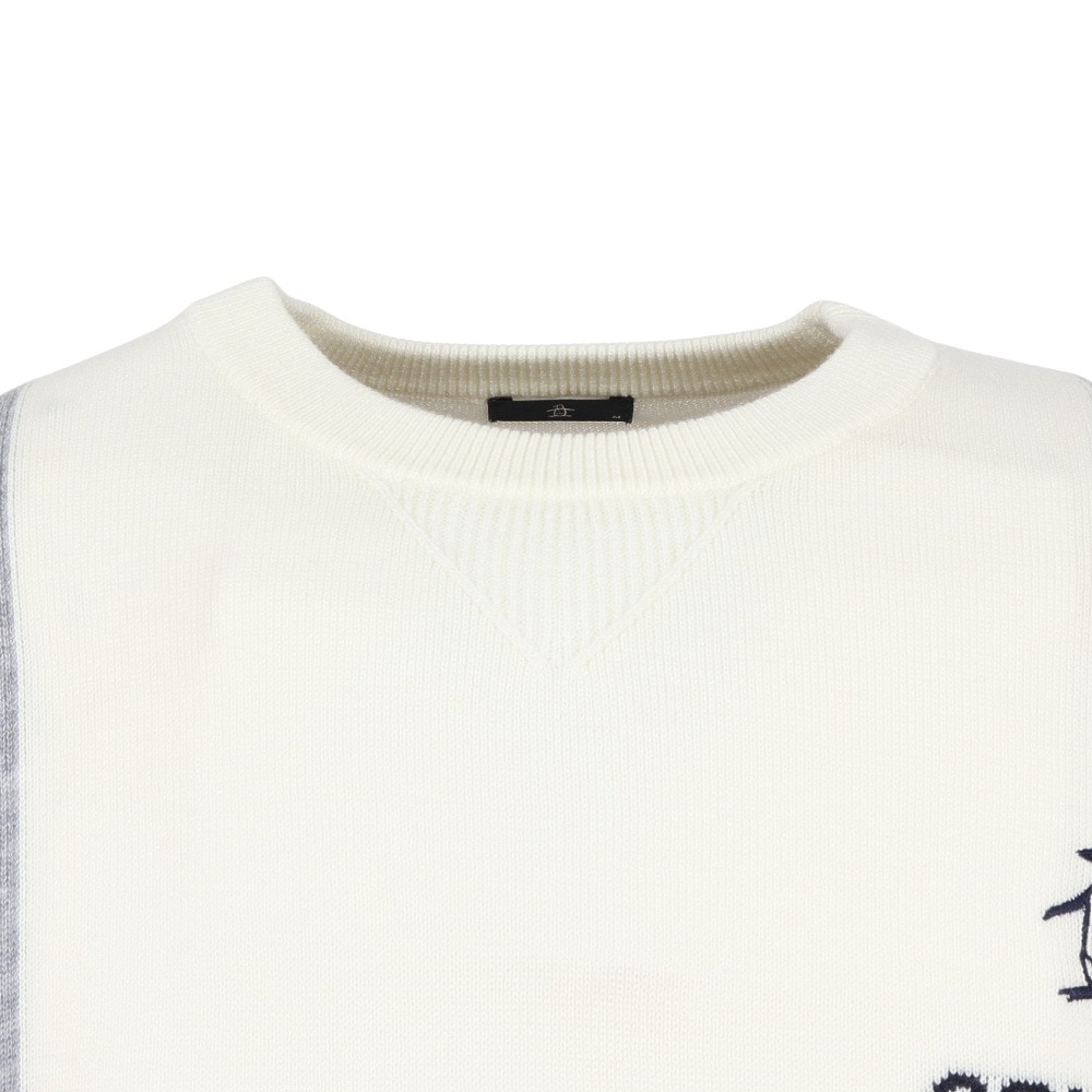 マンシング（MUNSING）（メンズ）ゴルフウェア ロゴインターシャ クルーネックセーター 長袖 MG5FST80M WH00