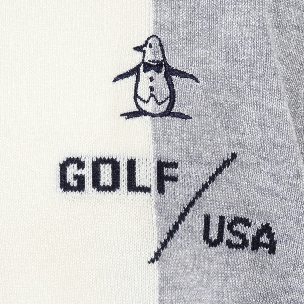 マンシング（MUNSING）（メンズ）ゴルフウェア ロゴインターシャ クルーネックセーター 長袖 MG5FST80M WH00