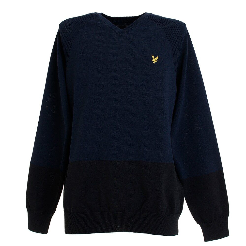  ゴルフウエア メンズ 長袖Vネックセーター LSM-9C-AB05-NAVY