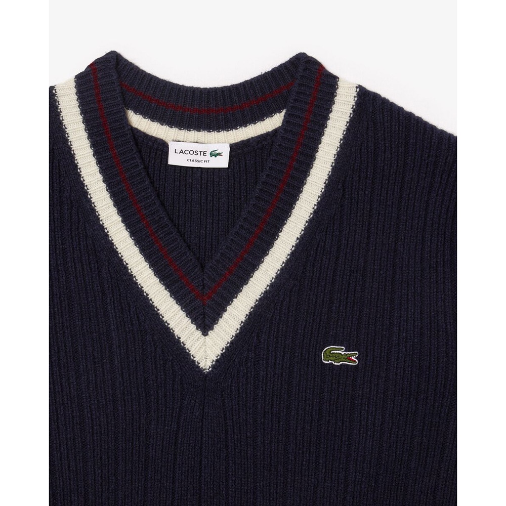 ラコステ（LACOSTE）（メンズ）ゴルフウェア Vネックリブニットセーター AH3133-10-QRN