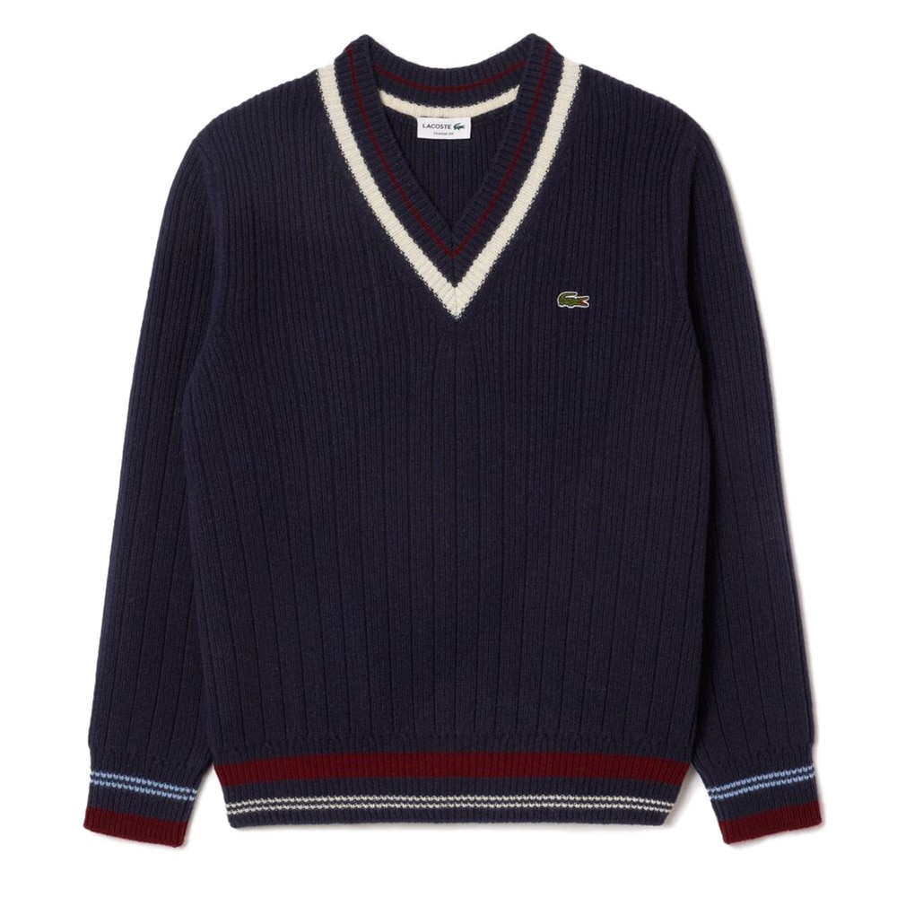 ラコステ（LACOSTE）（メンズ）ゴルフウェア Vネックリブニットセーター AH3133-10-QRN