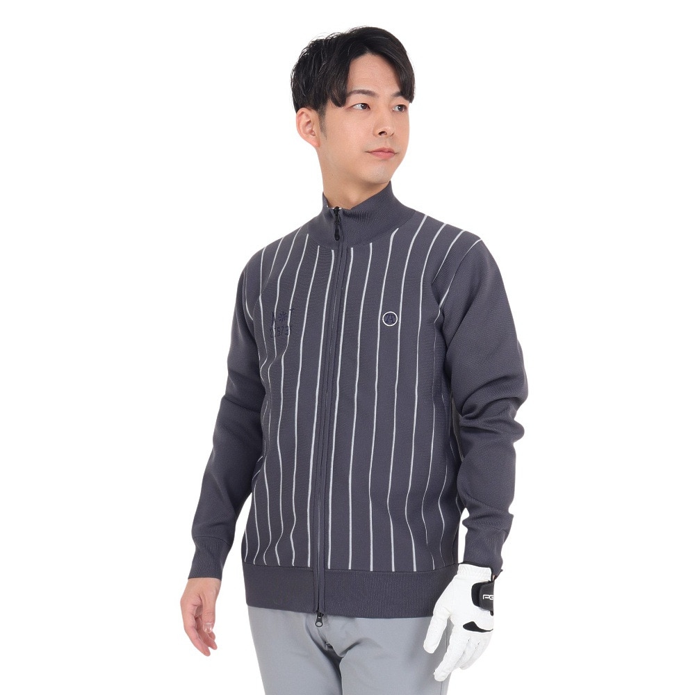 トミーアーマー（Tommy Armour）（メンズ）ゴルフウェア 防風 Tech ニット 長袖フルジップ カーディガン TAPLU23F030003 GRY