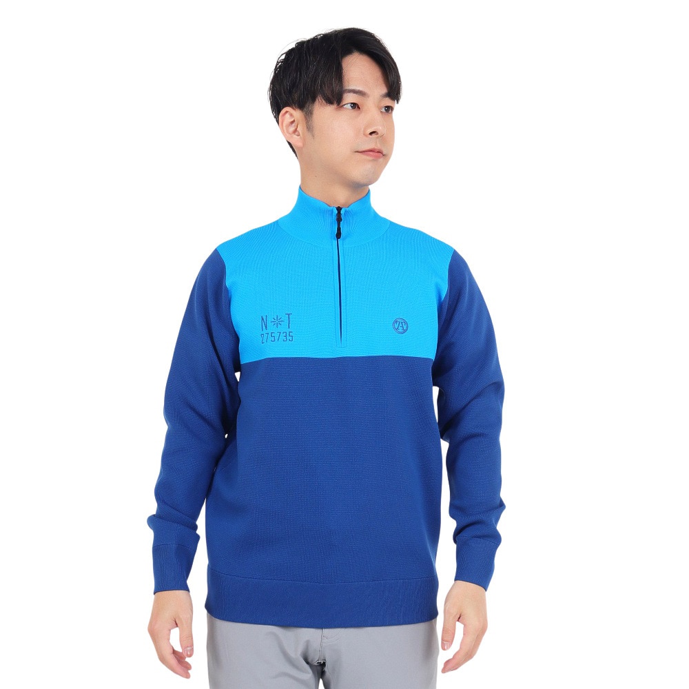 トミーアーマー（Tommy Armour）（メンズ）ゴルフウェア Tech ニット 長袖ハーフジップ TAPLU23F030004 BLU