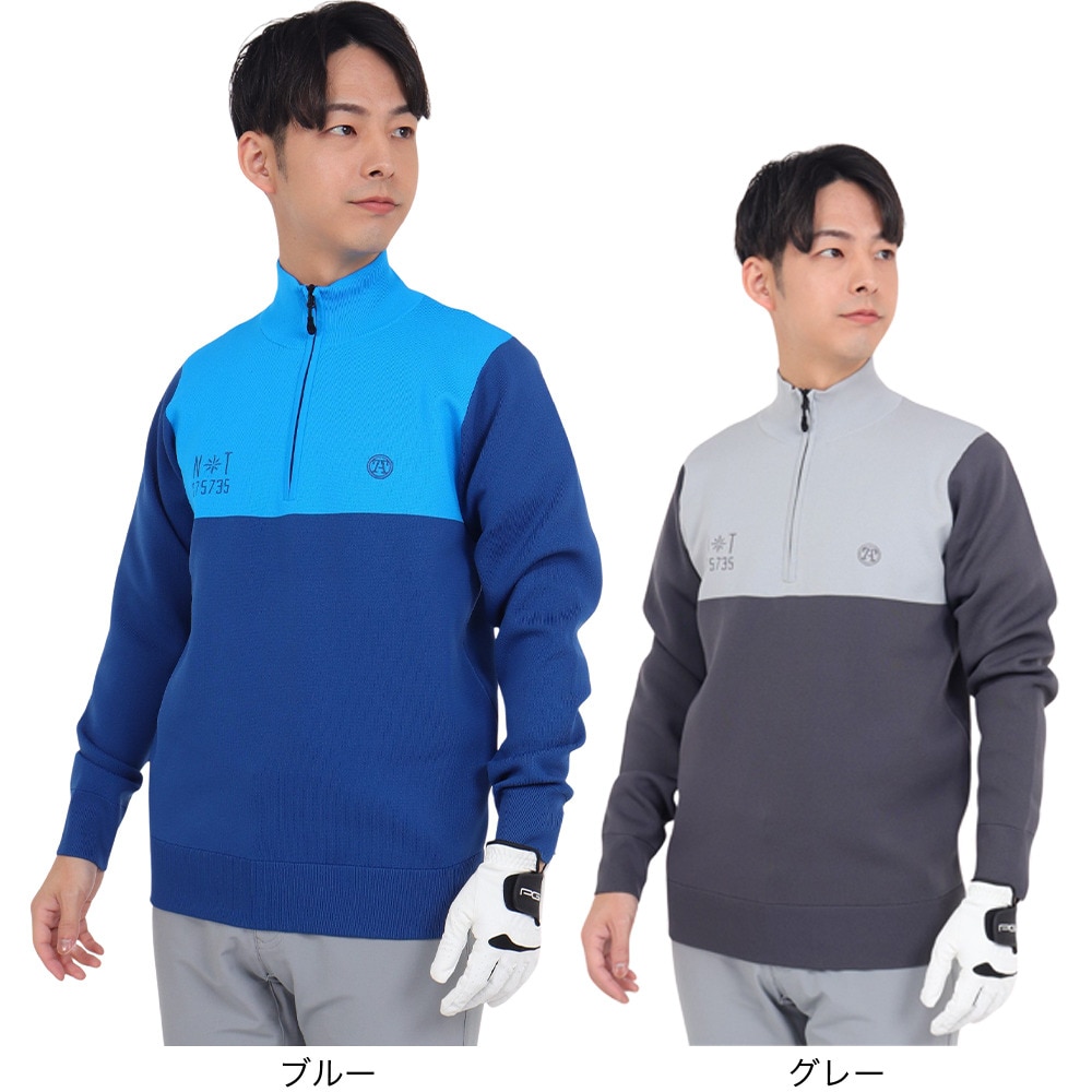 トミーアーマー（Tommy Armour）（メンズ）ゴルフウェア Tech ニット 長袖ハーフジップ TAPLU23F030004 BLU