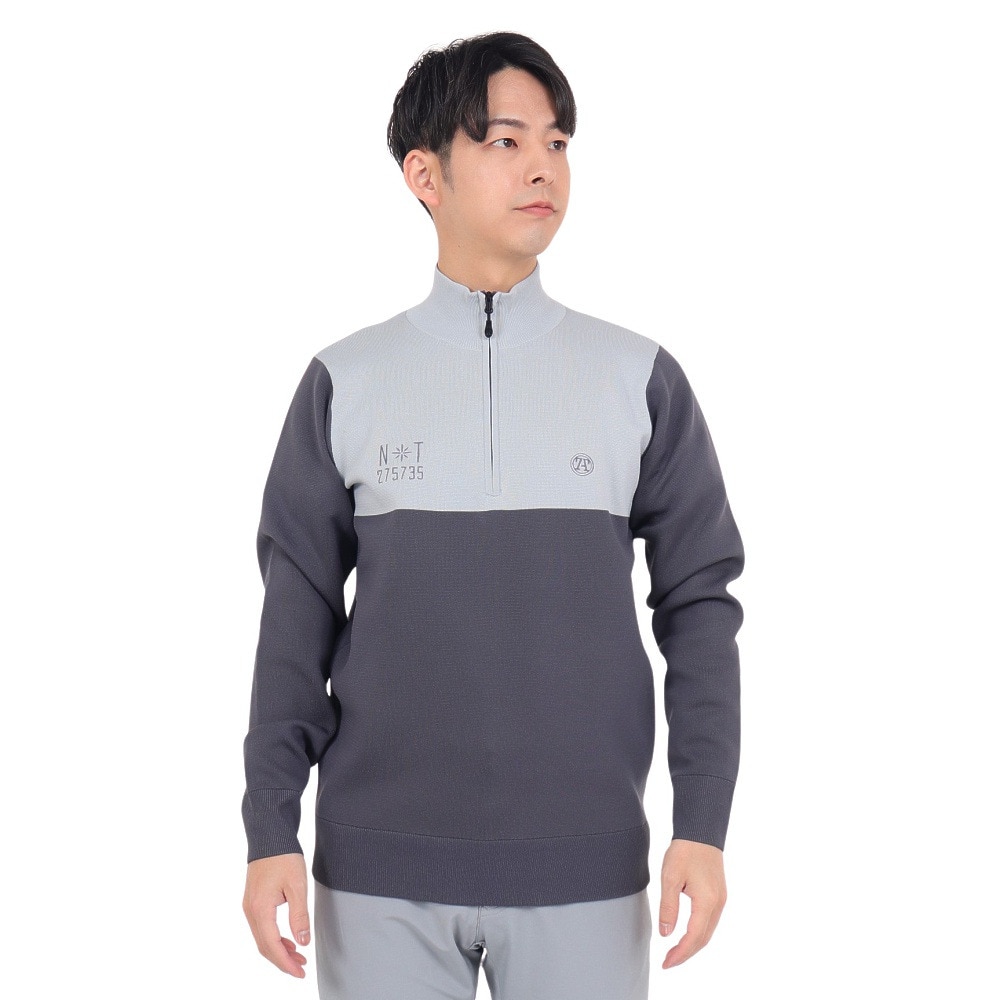 トミーアーマー（Tommy Armour）（メンズ）ゴルフウェア Tech ニット 長袖ハーフジップ TAPLU23F030004 GRY