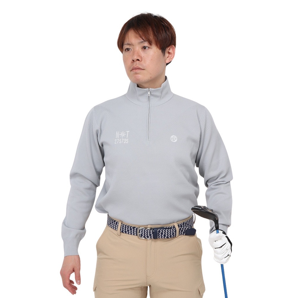 トミーアーマー（Tommy Armour）（メンズ）ゴルフウェア 長袖 ハーフジップ モックネックニット TASL24S030002 GRY