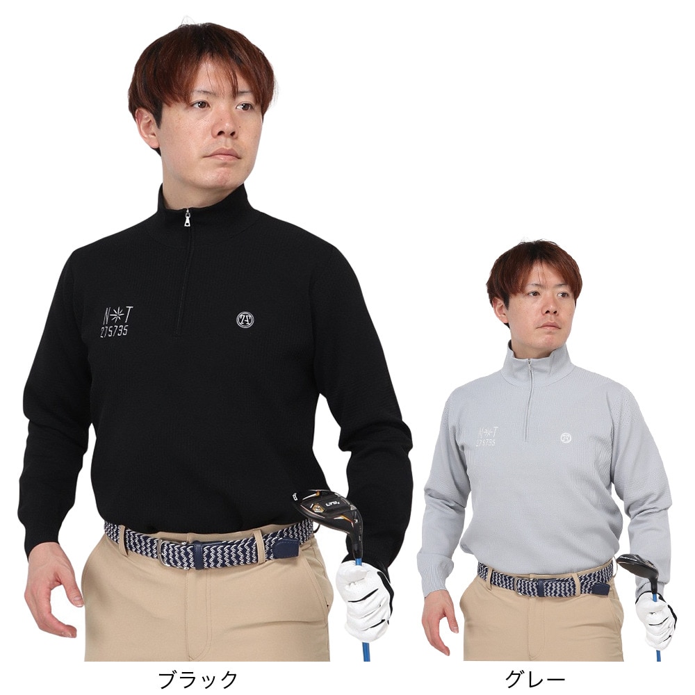 トミーアーマー（Tommy Armour）（メンズ）ゴルフウェア 長袖 ハーフジップ モックネックニット TASL24S030002 BLK