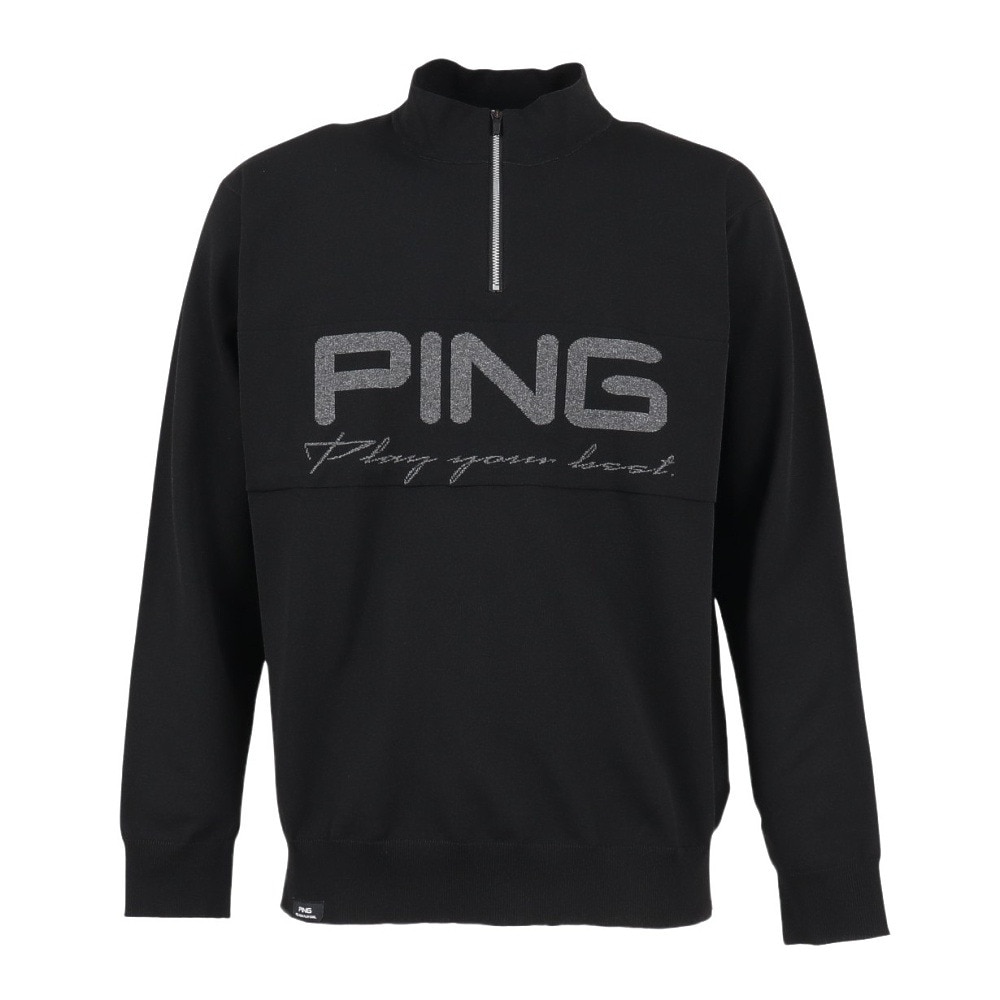 ピン（PING）（メンズ）ゴルフウェア ハーフジップハイネックニット