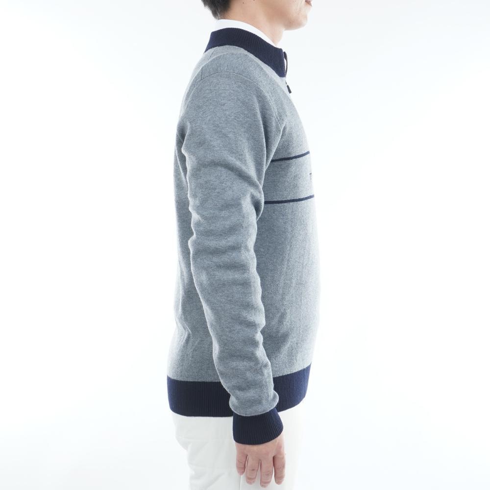トミーヒルフィガーゴルフ（TOMMY HILFIGER GOLF）（メンズ）ゴルフ フロントロゴ ハーフジップ モックネックニット 長袖 THMA587-GRY
