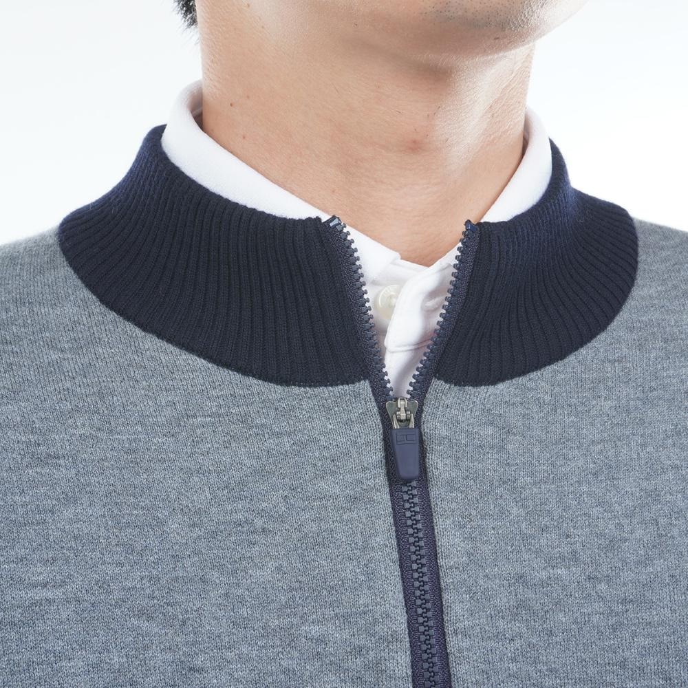 トミーヒルフィガーゴルフ（TOMMY HILFIGER GOLF）（メンズ）ゴルフ フロントロゴ ハーフジップ モックネックニット 長袖 THMA587-GRY